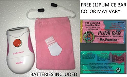 Lady Shaver Wet and Dry Trimmer/Shaver Batteries Included with Free (1) Pumice Bar