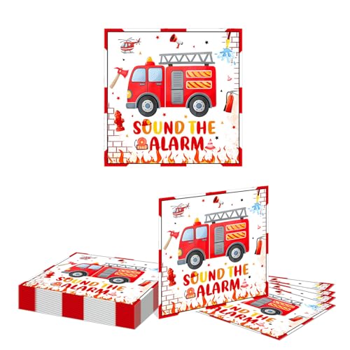 Kotkiddy 20 pièces décoration d'anniversaire camions de Pompiers Serviettes Pompier décorations...