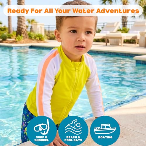 Image of SwimZip Boys' Long Sleeve Rash Guard & Swim Shorts Set - UPF 50+ Sun Protection