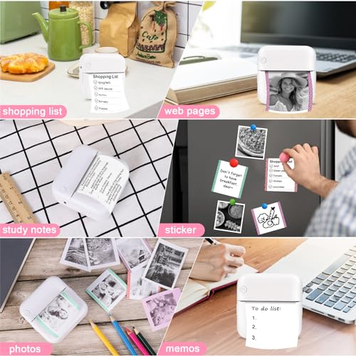GuKKK Mini Drucker, Mobiler Fotodrucker, Tragbarer Thermodrucker, Wireless Bluetooth Smartphone Drucker für Lernhilfe, Lernnotizen, Journal, Notizen