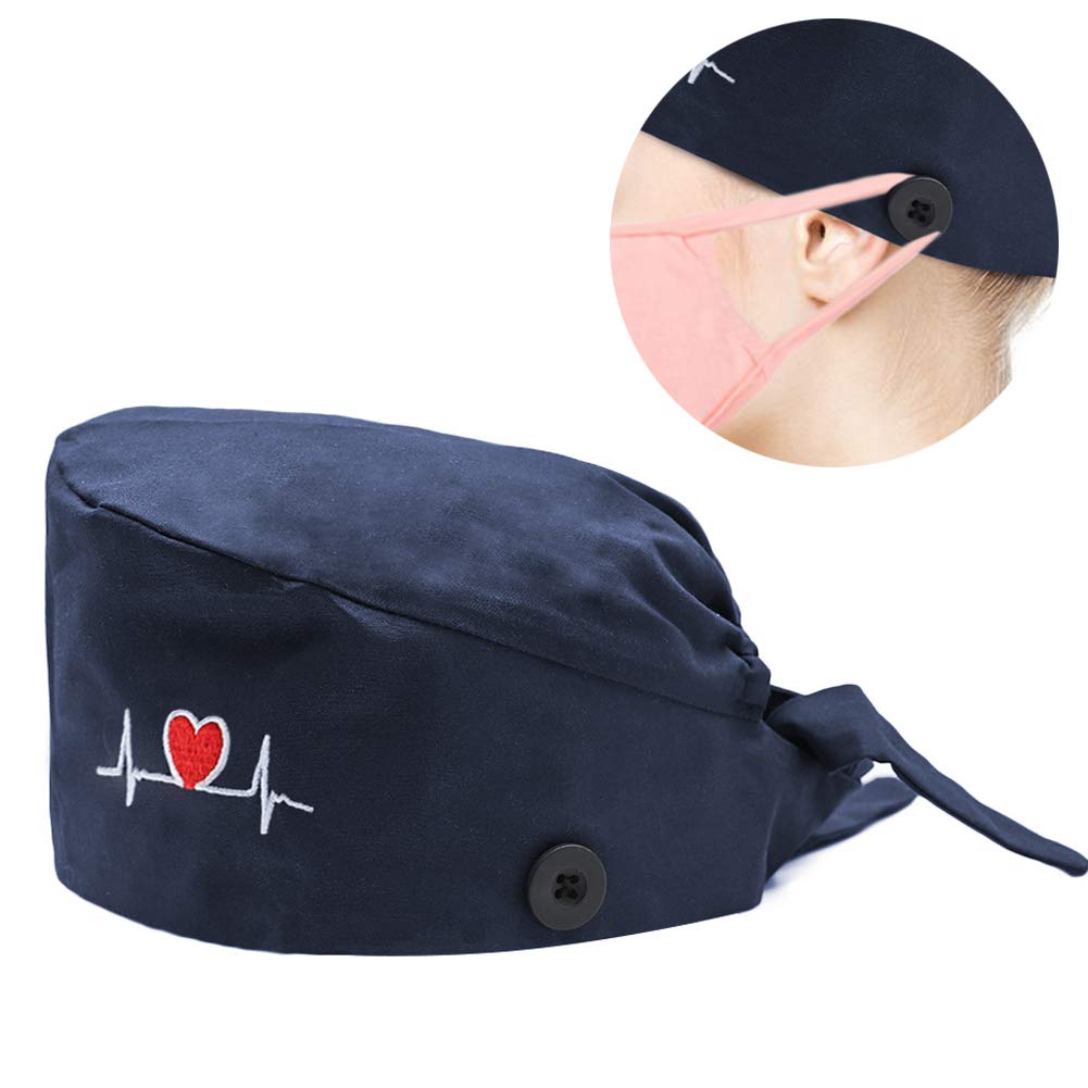 Women's and Men's Cap Working Hat with Button Sweatband Adjustable Tie Back Hats One Size Multiple Color