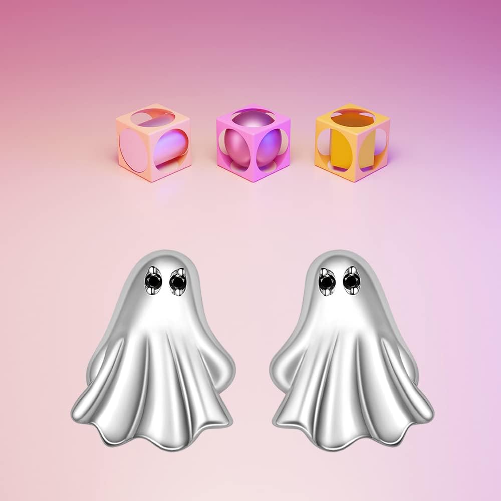 Ghost Earrings Halloween Boo Ghost Stud 925 Sterling Silver Earrings Halloween Gifts for Women Gothic Spooky Jewelry - Image 9