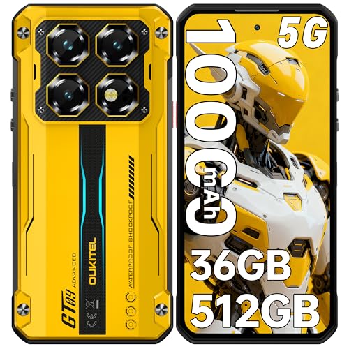 OUKITEL WP60 Movil Irrompible 5G, 36GB+512GB/2TB Android 15 Móvil Rugerizado 2026, 7,2''HD+ 120Hz Pulgadas Teléfono Resistente, Batería 10000mAh, 108MP+32MP+8MP, 5G Dual SIM/NFC/OTG/Face ID, Amarillo