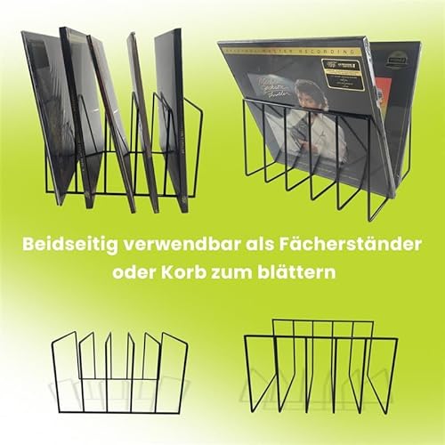 7even Schallplatten Ständer Metall Weiß - LP & 12\ Vinyl Aufbewahrung Regal für ca. 50 Platten 32x25x18cm