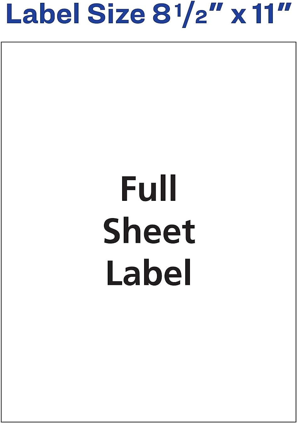 Avery 5353 Copier Label, Full Sheet, 8-1/2-Inch x11-Inch, 100/BX, White