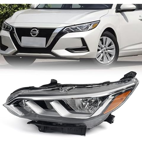 Huray Halogen Headlight Assembly Fit for Nissan Sentra S/SV 2020 2021 2022 LH Headlamp w/o LED OE Style Replacement for NI2502276 Left Driver Side Cover
