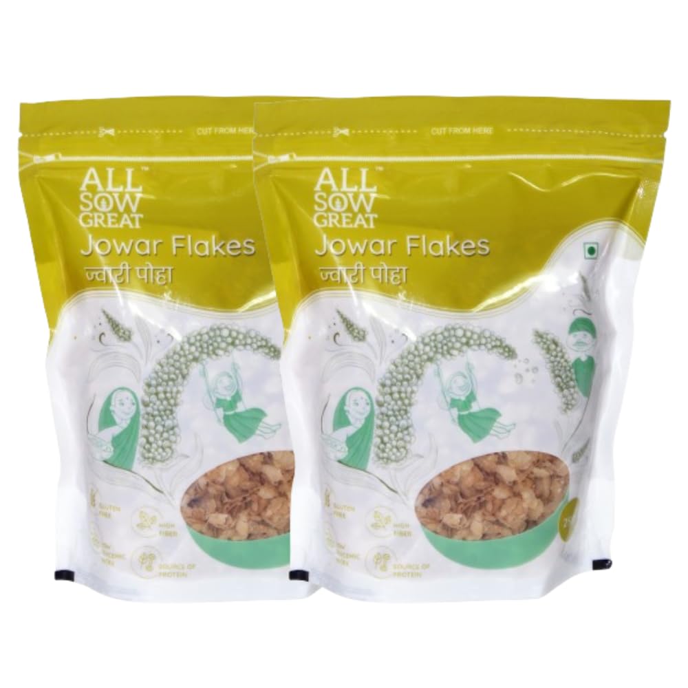 ALL SOW GREAT Jowar Poha Flakes (500g, Pack of 2) | Jowar Poha/Flakes for Healthy Breakfast Rich in Fiber & Protein | Millet Flakes for Diet Food | Gluten Free Jowar Sorghum Flakes (B0DH3LRBG7) Amazon Price History, Amazon Price Tracker