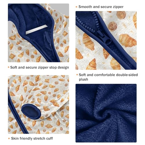 Croissant Flowers Boys Fleece Coat,Children's Zip-Up Hoodie Jacket,Baby Warm Fashion Outerwear 3-10T,A1132843