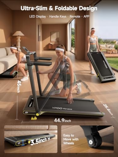 Image of YPOO Ultra Slim Walking Pad Treadmill with 14% Incline, Under Desk Walking Pad with Auto-Maintenance System Belt, Smart App & Remote Control, Portable Treadmill for Home Office, 350LBS Capacity