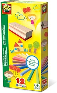 SES Creative 00208 Coloured Chalk With Wiper, Mixed, 12 Count (Pack of 1)