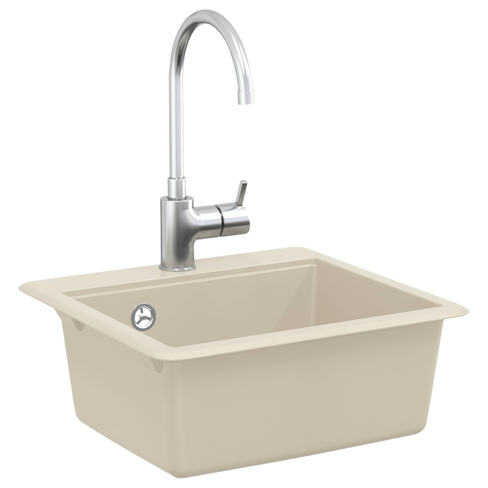 vidaXL Lavabo 80% Cuarzo y 20% Resina 470 x 440 mm Beige