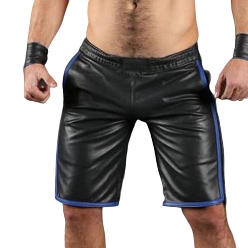 Leather Kingdom Mens Shorts Lambskin Leather Black Color Durable Sports Gym Workout Running Walking Shorts lksp-06