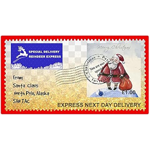 8 x Christmas Stamps, from Santa Claus, Present/Card Decorating Waterproof Sticker. SNP45 Cover