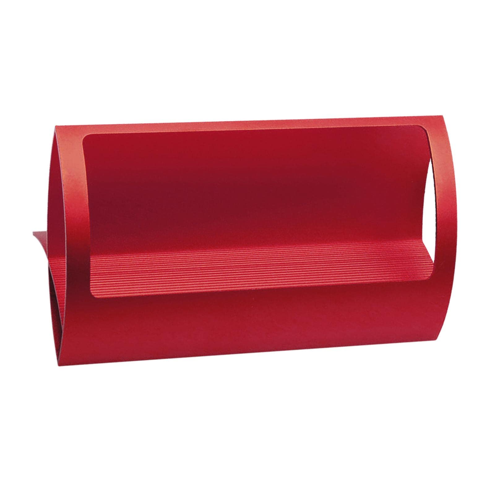 WOVEBIUS Stylish Aluminum Alloy Desktop Q Shape Business Card Holder for Tradeshows Red