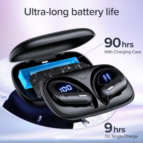 Active Noise Cancelling Ear Buds Wireless Earbuds 90 Hrs Playtime Bluetooth Headphones with Power Display Case Hi-Fi Stereo Bass Over-Ear Earphones with Waterproof ANC/Transparency for Gym/Sports - image 3