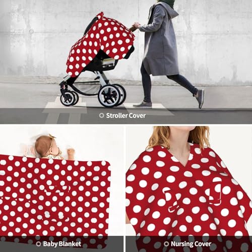 Couverture douce pois rouges allaitement housse cosy bébé - 6