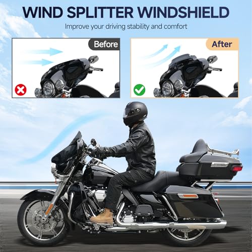 Image of Smoke 4.5 inchMotorcycle Wave Windshield Windscreen Compatible for Harley 2014-2023 Harley Davidson Touring Street Glide /Electra Glide /Ultra Limited /Tri Glide FLHT FLHX FLHXS FLHTK