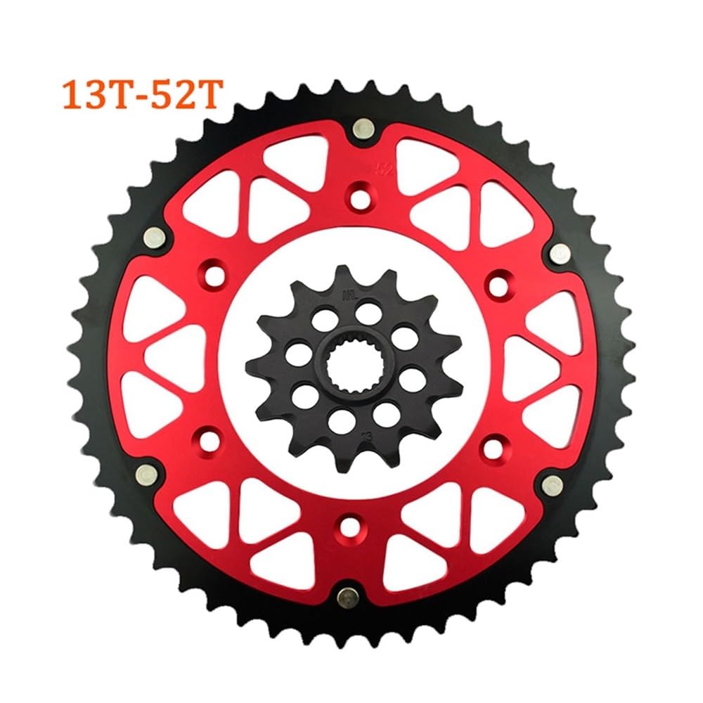 Chaîne De Pignon Avant Et Arrière for Moto, 520 45T-52T 13T, Adaptée À Honda CR125R 1987-2003 CRE125R 2002-2003(13T-52T)