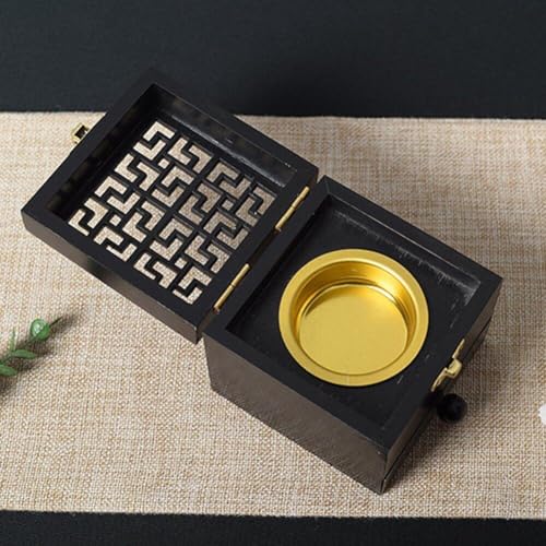 Brûleur d'encens en bois et boîte de charbon naturelle pour aromathérapie - 4