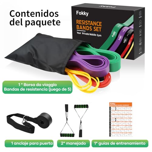 Miniatura 6 de Fokky Gomas Elasticas Musculacion Con Anclaje De Puerta Y Asas, 5 Niveles