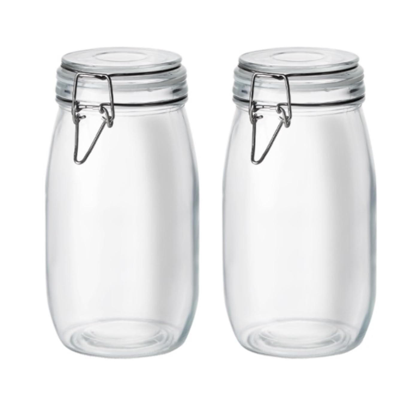Cocina Almacenaje Juego De 2 Frascos Vidrio For Almacenar Alimentos Con Tapas Herméticas Cierre Seguridad For Encurtidos Despensa(1600ml)