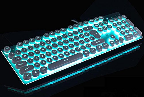 Amazon | 104キー有線キーボード 英語配列 ブルー LEDバックライト