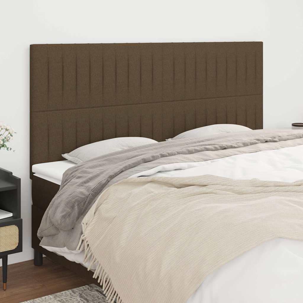 Tête de lit rembourrée, marron foncé, 200 x 5 x 118/128 cm, tissu avec pieds en bois, réglable en hauteur, dossier stable pour chambre à coucher, lit double, confort pour lire et s'asseoir