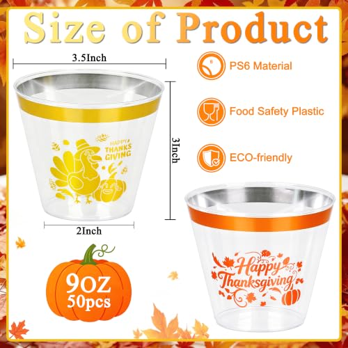 Image of 100 Pcs Thanksgiving Plastic Cups