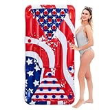 Sloosh Inflatable Pool Lounge Floating Pong Floats for Adults Party in Summer Pool Floats, Pool Party Games Lounge Raft with Cooler (Curve), Red