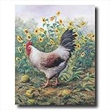 Rooster Chicken Sunflower Animal Wall Picture 16x20 Art Print