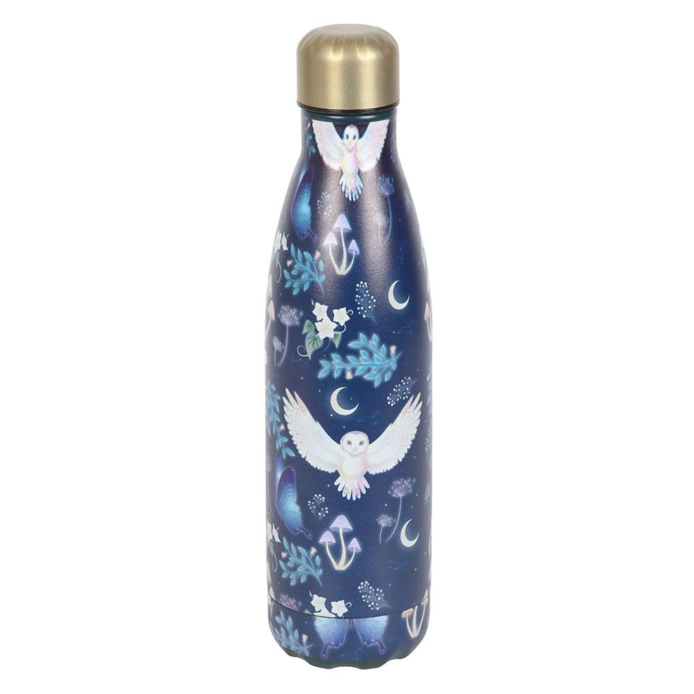 Something Different Navy Blue/Gold Night Flight Owl Steel Water Bottle (One Size) ()