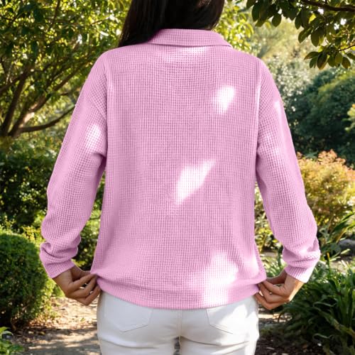 Womens Long Sleeve T Shirts Waffle Knit Basic Fit Tunic Going Out Top - image 4