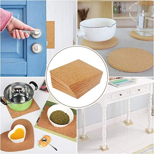 60 Pack Self-Adhesive Cork Sheets for DIY Coasters, Cork Board Squares, Cork Tiles, Cork Mat, Mini Wall Cork Board with Strong Adhesive-Backed