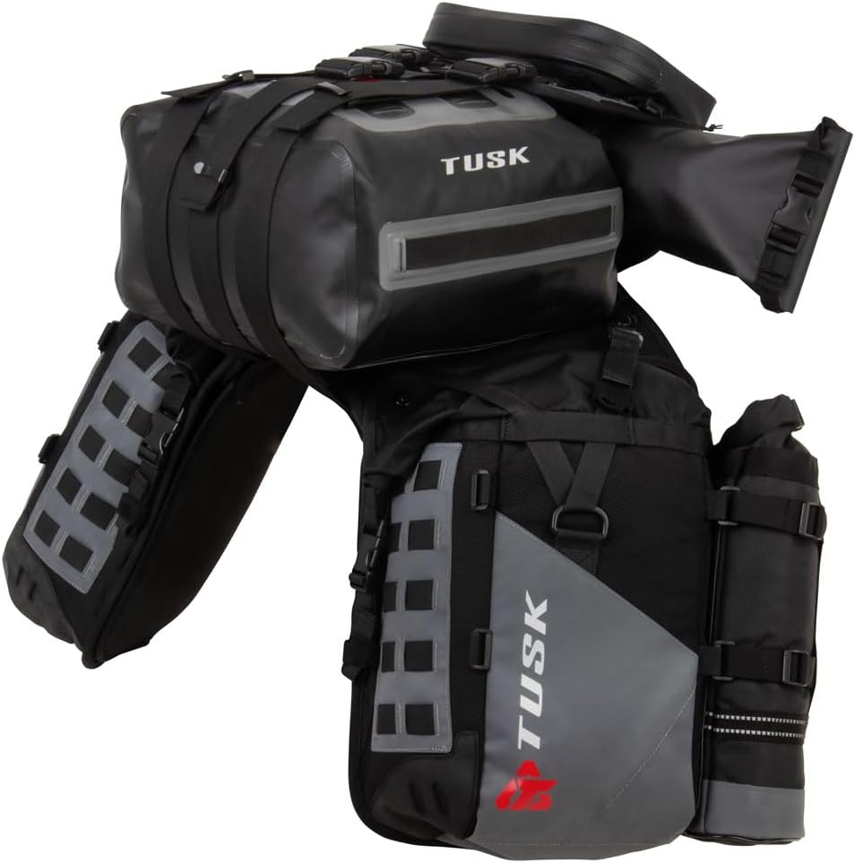 Highland X2 Rackless Luggage System w/Small Dry Duffel/Large Bottle Holders Standard Heat Shield Black/Grey for Honda CRF300L 2021-2024