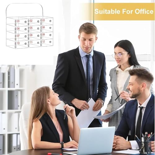 12-Slot Acrylic Phone Locker Box - Clear Wall-Mounted Storage Cabinet with Lock & Keys for Schools, Offices, Classrooms & Gyms - Secure Phone Storage Solution (Small)