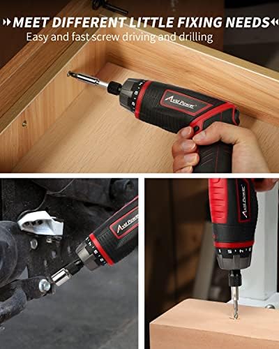 AVID POWER Electric Screwdriver Set Rechargeable 4V Cordless Screwdriver Kit with 44pcs Accessories, 5.65Nm Screw Gun, 5+1 Torque Setting, 2 Position Handle with LED Light