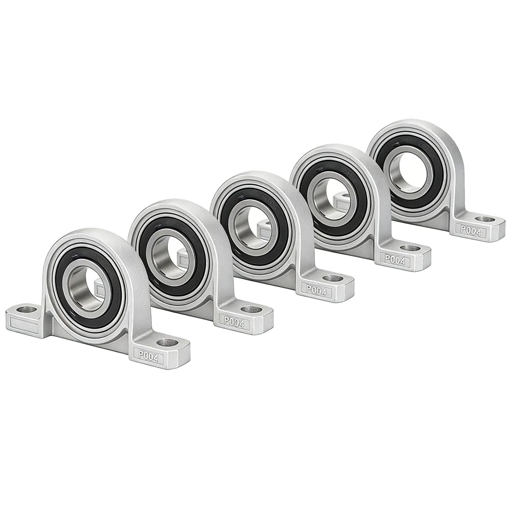 Htuteyy Ball Bearing Housing 20Mm Inner Diameter Pillow Block Bearings In Zinc Alloy Metal 5 Pcs For Industrial Equipment