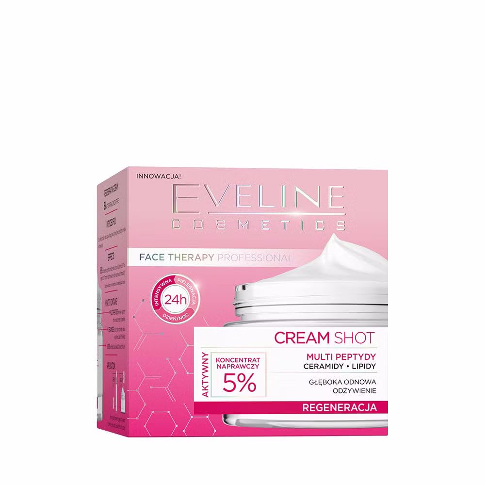Eveline Cosmetics Crema Rigenerante con Concentrato Riparatore 5% per Pelle Secca e Matura - Peptidi Biomimetici, Ceramidi, Oli Naturali - Cura Giorno & Notte