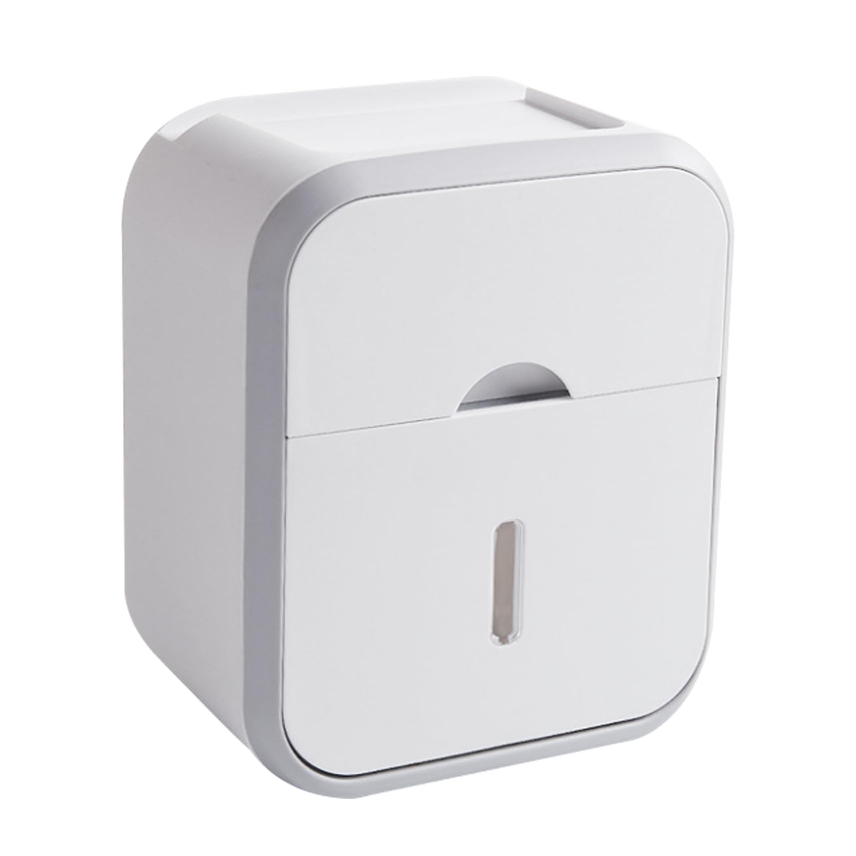 Otbushit Grey Self Adhesive Waterproof Toilet Paper Holder Box Wall Mount With Drawers No Drilling Space-Saving Organizer For Bathroom