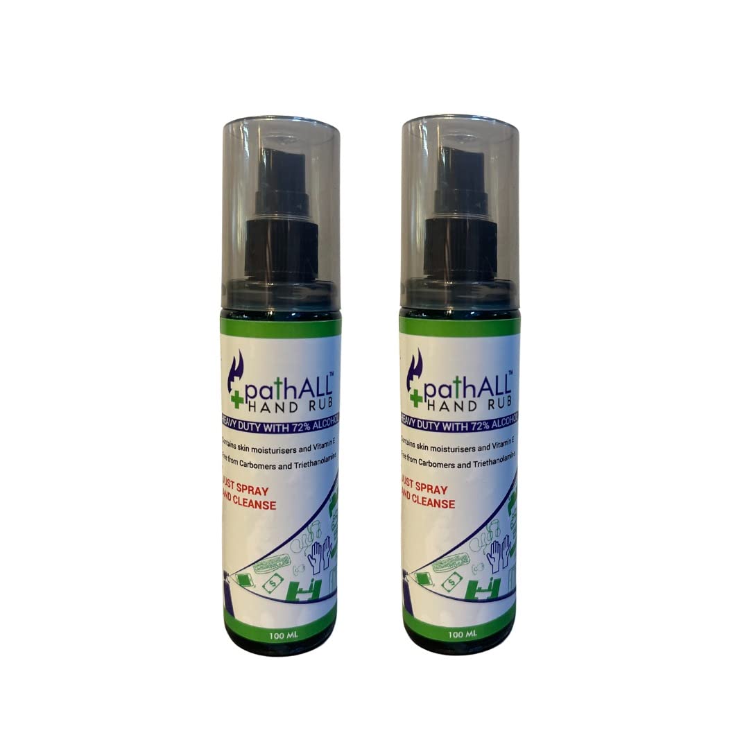 PathAll Antibacterial Germ Kill Spray, No Gas Sanitizer Spray With Disinfectant Properties Is Safe On Skin, Safe On Surfaces, 100 ml (100ml, 2)
