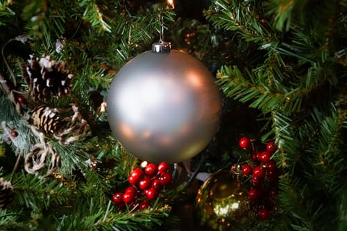 Image of Christmas Ball Ornaments Set, Extra-Large Giant Hanging (SPN Decor) (Silver Matte, 6 in (Large))