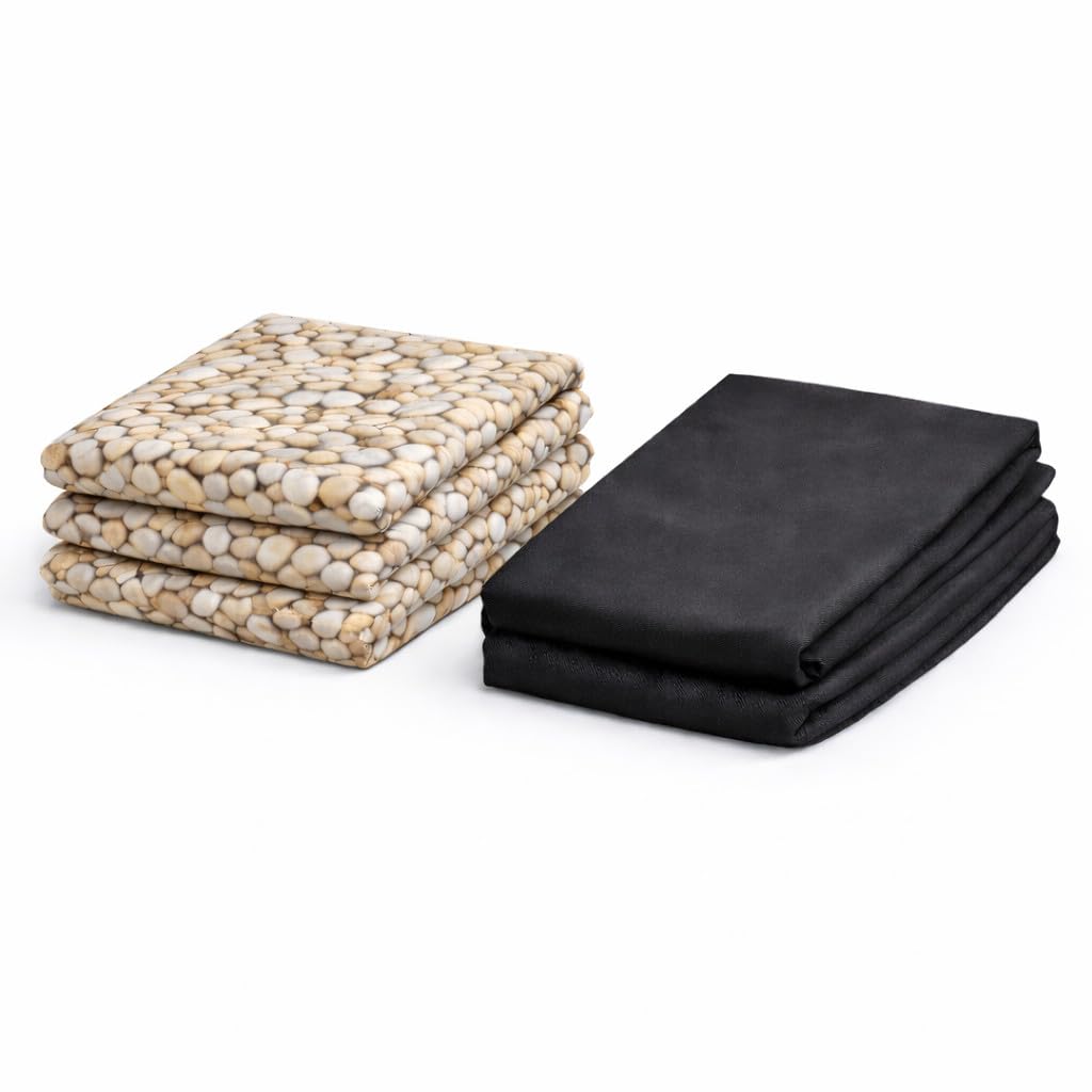 Pebble Design Pond Liner with Underlay 2.5 m x 2.5 m - Waterproof Heavy Duty 450 GSM PVC Pond Lining Sheet for Garden Ponds, Koi and Wildlife with 50 GSM Underlay Fabric - Flexible Puncture Resistant