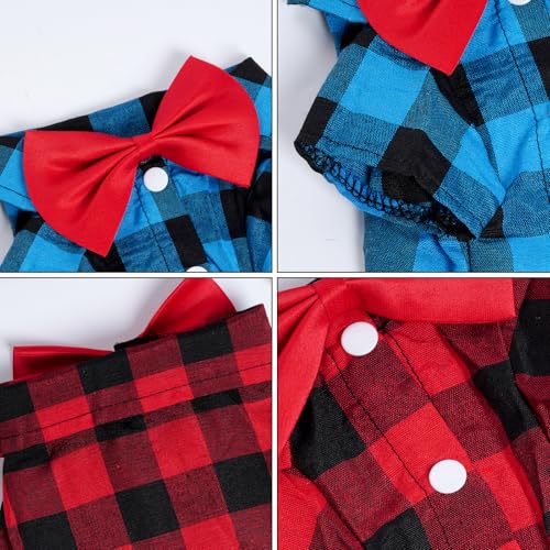 Tongcloud 2 Pack Plaid Dog Shirts Plaid Puppy Cat Shirt Dog Shirts Plaid Puppy Shirts for Small Dogs Cats Birthday Party and Holiday(Red and Blue, Medium) - Image 4