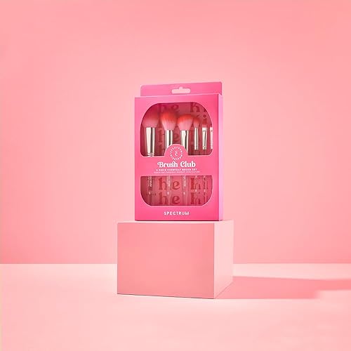 Miniatura 4 de Spectrum Collections Brush Club - Juego de 6 brochas de maquillaje rosa, brochas de maquillaje Spectrum para polvo de tez, corrector de mejillas,