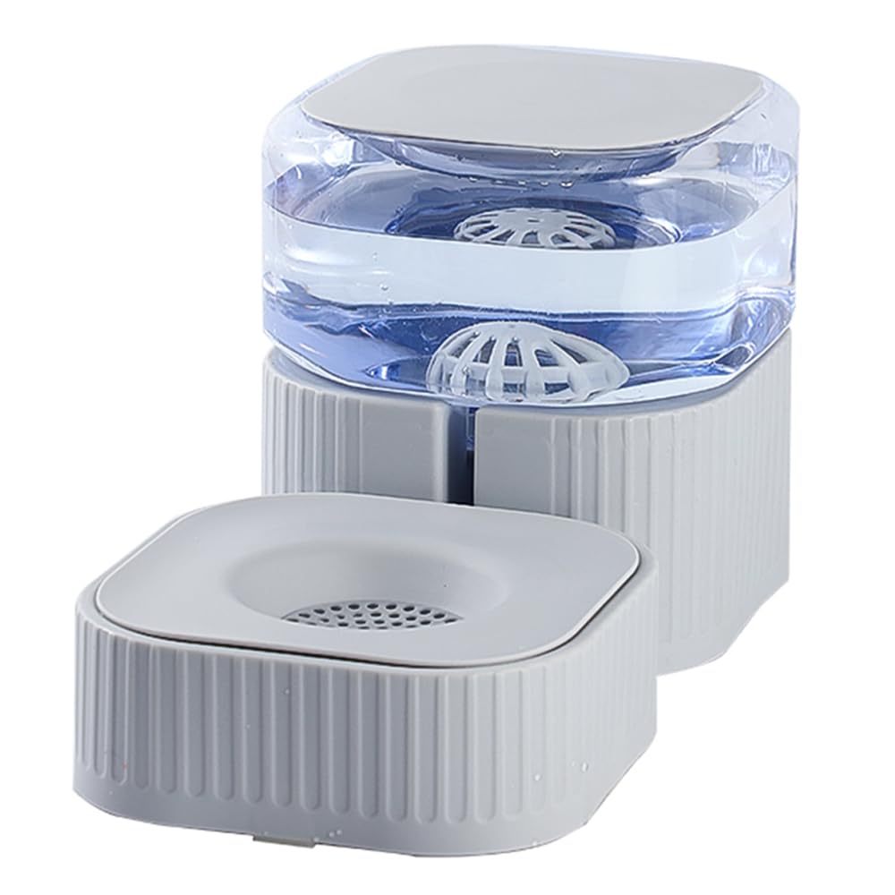 BPS Bebedero Automático para Mascotas Perro Gatos Fuente de Agua con Diseño de Sifón, Base Antiderrame, Tazón Desmontable y Materiales sin BPA 16.5 x 32.5 x 18.5 cm (Gris, Unico) BPS-8808GR