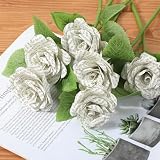 Vivasself Handmade Paper Flowers Book Page, Rose, Beige, 6 Pcs