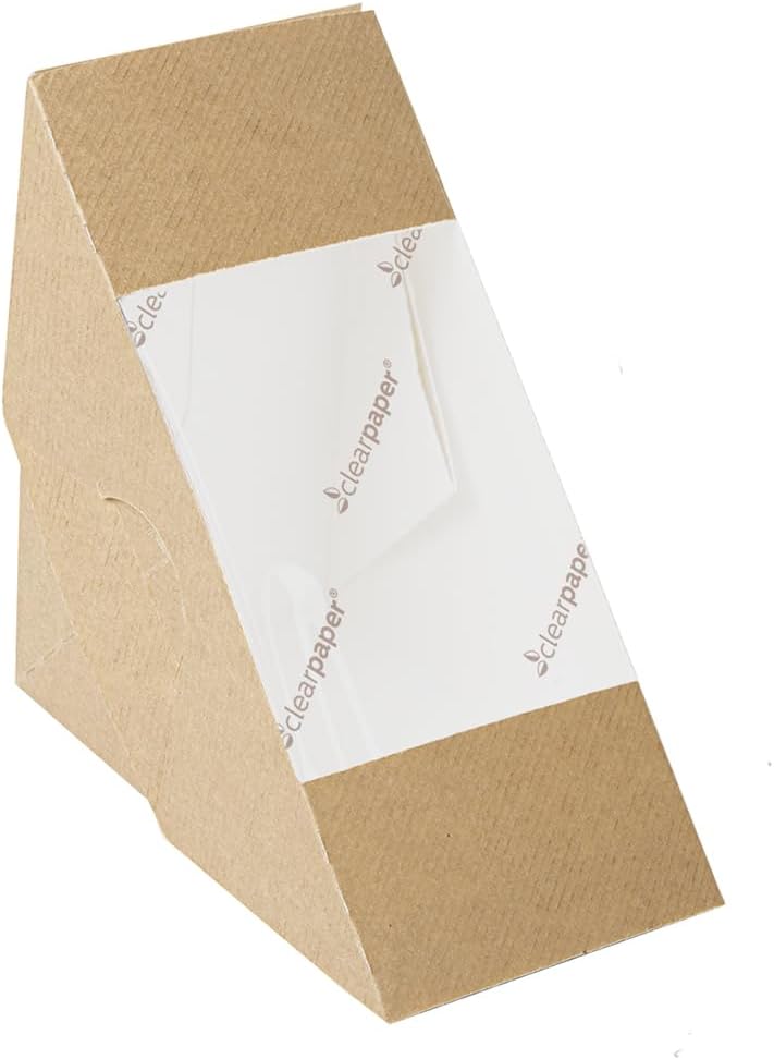 Garcia de Pou Pack of 50 Sandwich Boxes with Viewing Window Eco Double 'Thepack' 220 g/m² 12.4 x 12.4 x 7.5 cm Natural Nano Micro Corrugated Cardboard