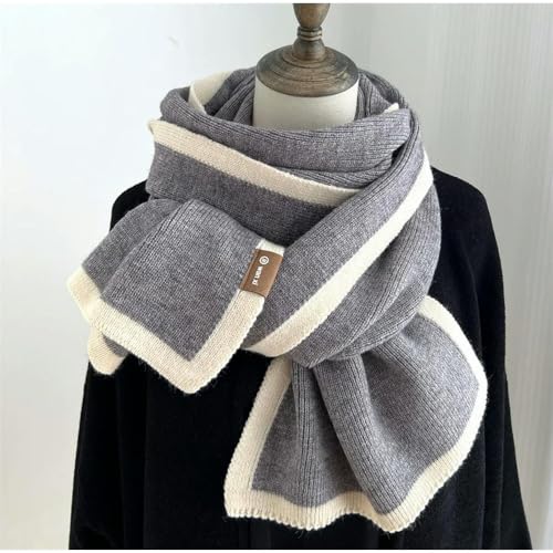 NYSDM Écharpe en Laine Chaude d'hiver de Style pour Femmes, écharpe tricotée élastique à Rayures, Bandana féminin, châle épais