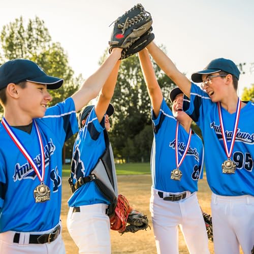 Cunno 24 Pcs Gold Medals Bulk 2 Inch Award Ribbons Sports Themed Metal Medal Trophy for Team Day Tournaments Birthday Party Winner Gifts(Softball)