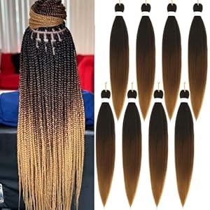Braiding Hair Pre Stretched 26 Inch Ombre Braiding Hair Extensions for Braids 8Packs Long Braids Crochet Hair for Braiding 1B/30/27 EZ Braids Hot Water Setting Braiding Hair(70℃/80℃)
